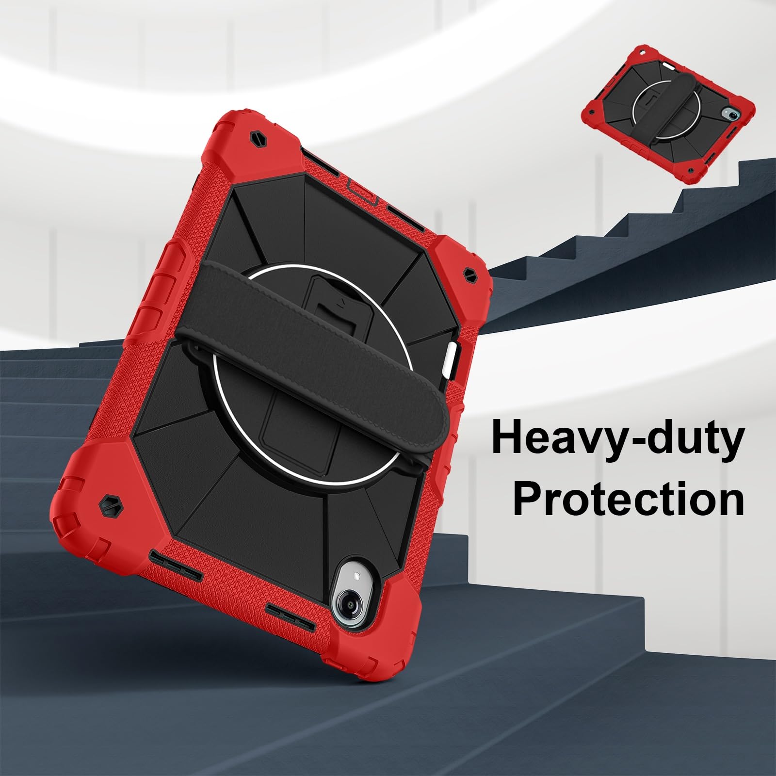 Etui na Lenovo Idea Tab Pro Gen 2/Xiaoxin 13/Xiaoxin GT 13, 13-calowe, odporne wstrząsy etui hybrydowe Obrotowy stojak, Wbudowany pojemnik ołówki, Odporny zarysowania silikonowy pancerz PC(Rosso)