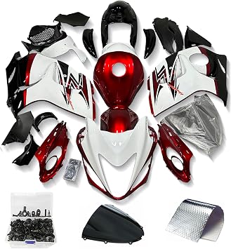 Complete Red White Painted Fairings kit Fit for Suzuki 2008-2020 GSXR 1300 Hayabusa Gen2 Injection ABS Plastic Bodywork Aftermarket Bodyframe Kit Set 2009 2010 2011 2012 2013 2014 2015 2016