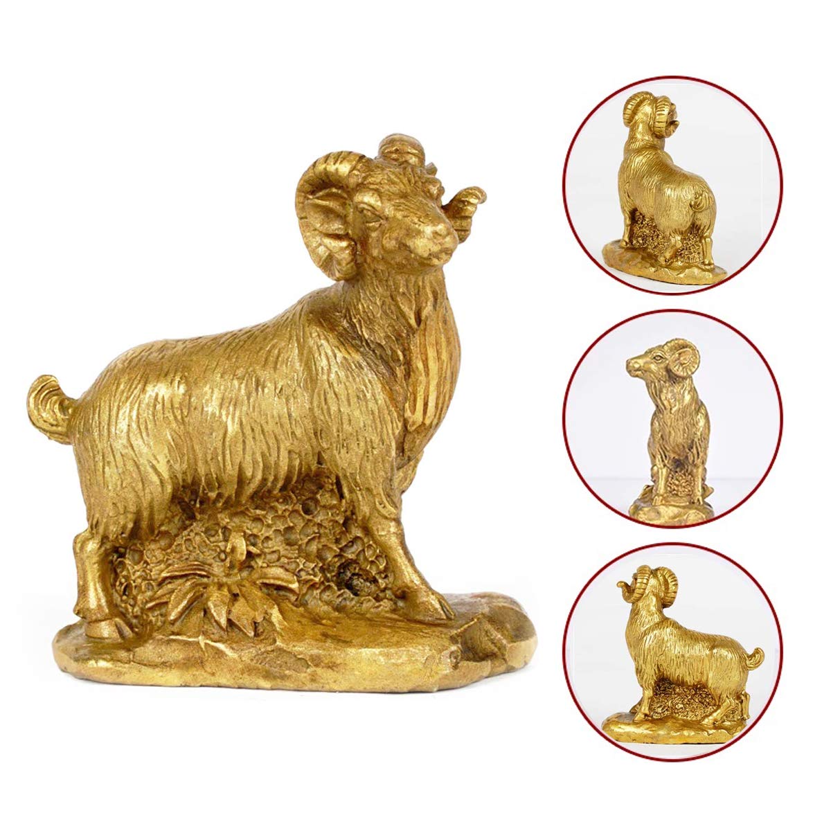Amazon.co.jp: Addune 真鍮 風水 中国の干支 ヤギ 置物 金色の幸運の羊