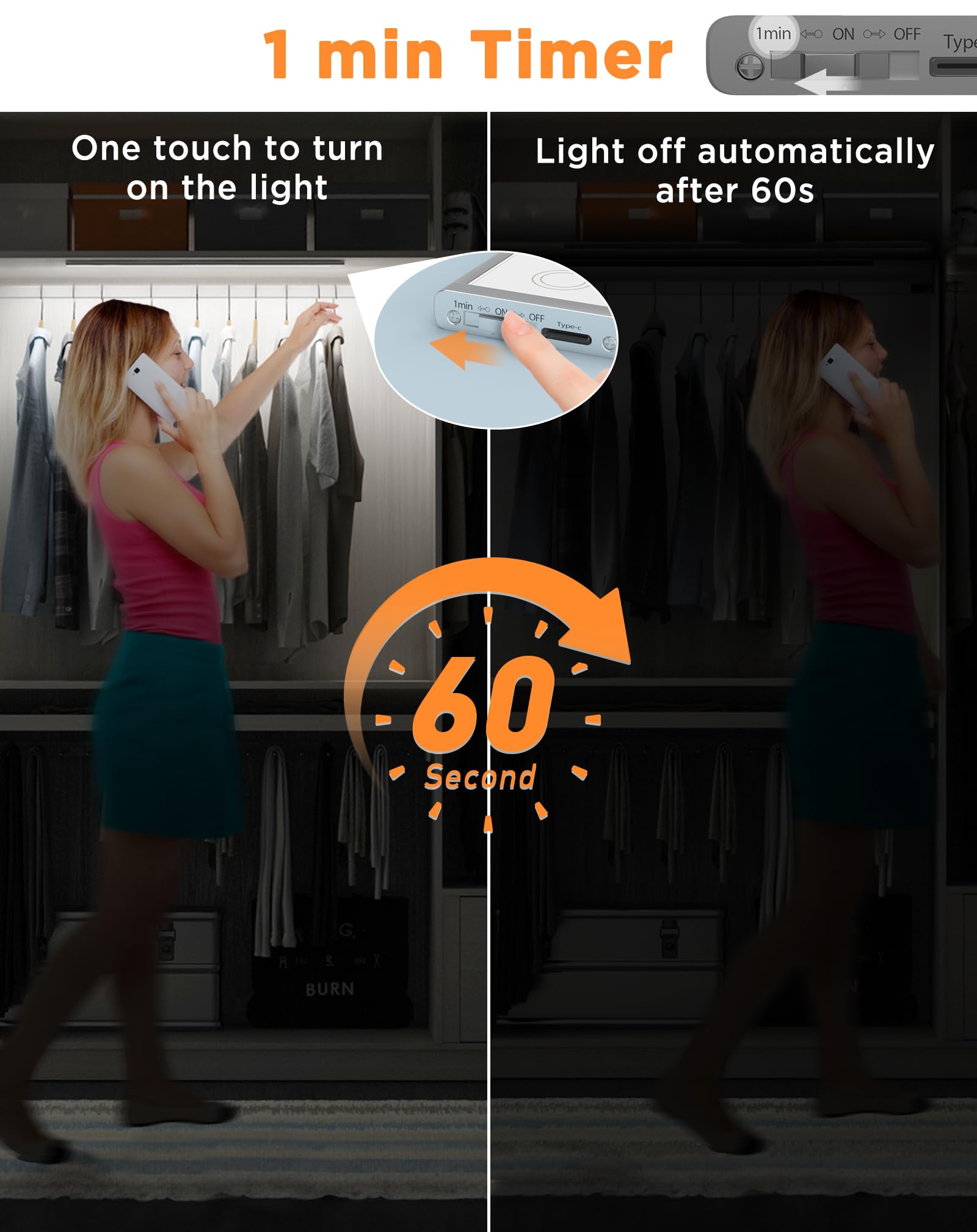 SOAIY 58cm Luce sottopensile cucina ricaricabile Lampada sottopensile Barra led cucina Luminosità regolabili batteria 4500 mAh tramite tocco magnetica a 3 Colori per Cucina,Bagno,Armadio,Specchio