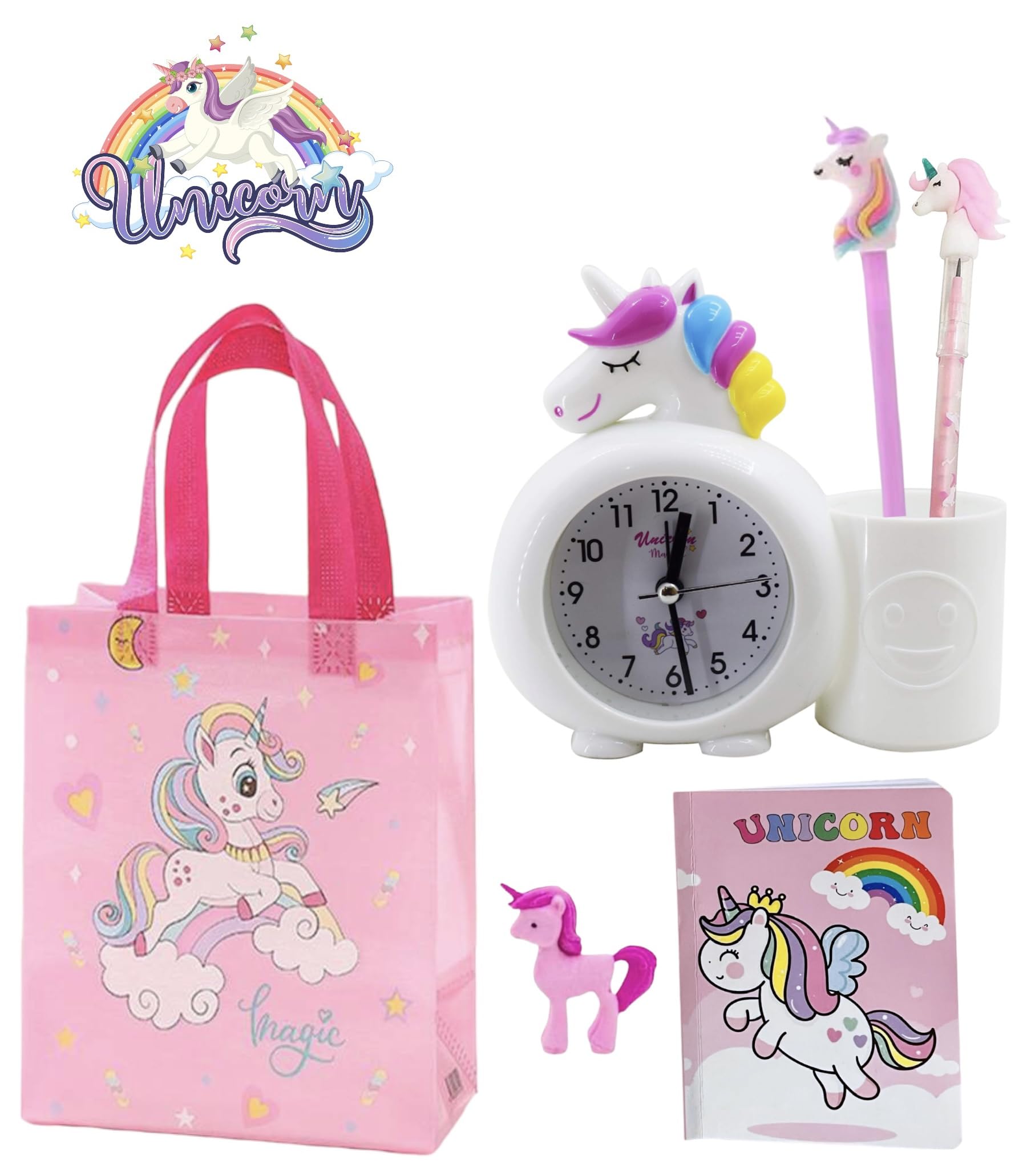 Le Delite unicorn cartoon pig alarm clock combo includes watch with cute stylish diary with gel pen,non sharpening pencil,school supplies stationery/birthday return gift item for girls boys kids (B09321HPCM) Amazon Price History, Amazon Price Tracker