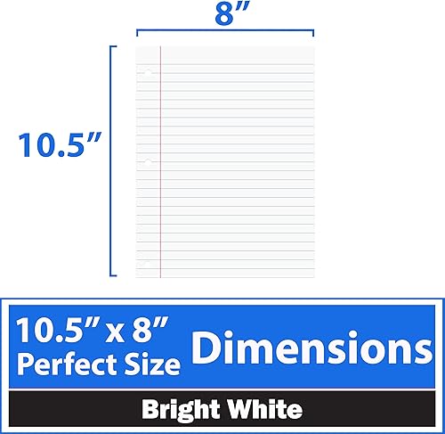 Miniatura 3 de Papel para cuaderno, papel de hojas sueltas con rayas universitarias (paquete de 3), papel de relleno, 10.5 x 8 pulgadas, papel de relleno, 200