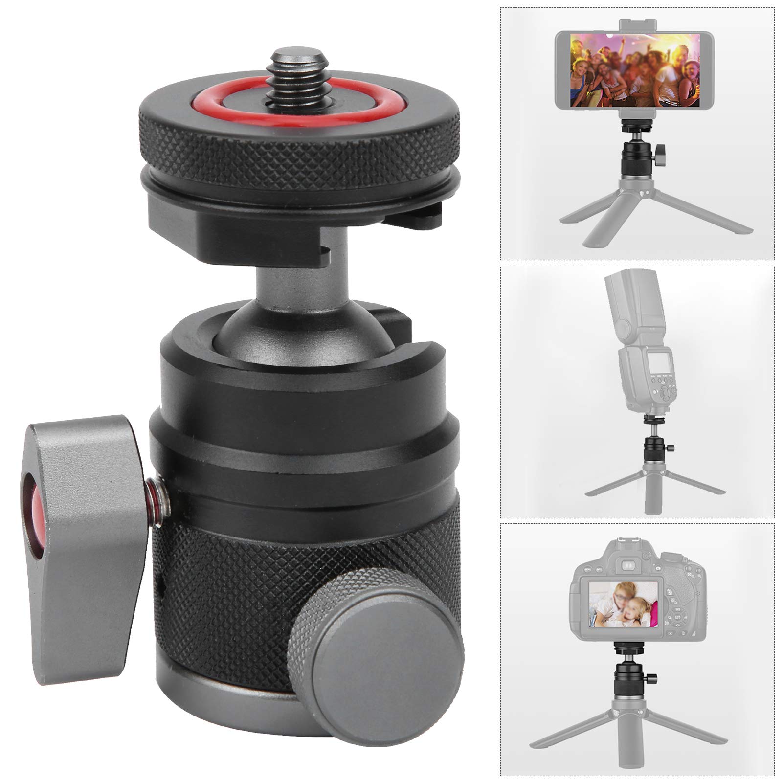 Zoeyilan Panorami Tripod Head, Mini Cold Shoe Ball Head, Professional Aluminum Ball HeadSuitable for Cameras, Monitors, Video Lights, Tripods