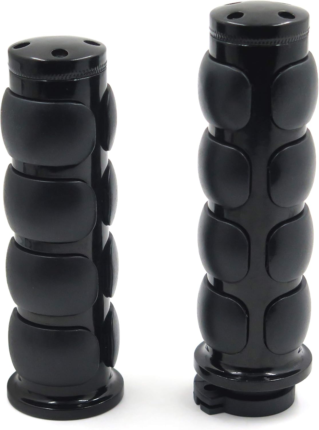TRHB114C-1''-BK Black Flat Top 1 Inch Rubber Handlebar Grips Compatible with Harley Road King CVO Springer Deluxe Magna 750 Kawasaki Vulcan 1500 Classic