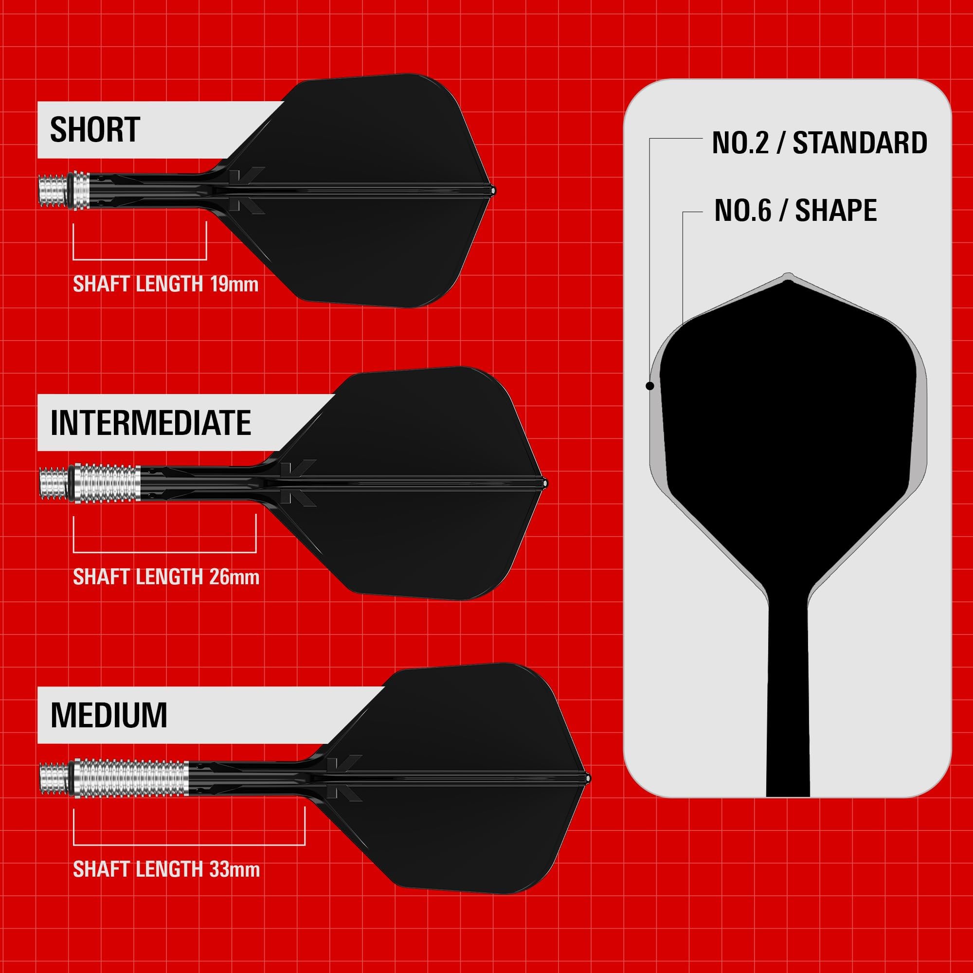 Target Darts K-Shift N° 6 Intégrés Vols et Arbres | K Shift N° 6 Système Vol et Arbre, Blanc/Transparent/Noir – K-Flex Court/Intermédiaire/Moyen Shift Spin Base, Accessoires Fléchettes Professionnels