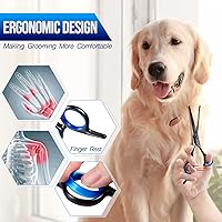 Vista 5 de Gimars Kit de tijeras de aseo para perros 4CR profesional con punta redonda de seguridad, 5 en 1 con revestimiento de titanio resistente, tijeras