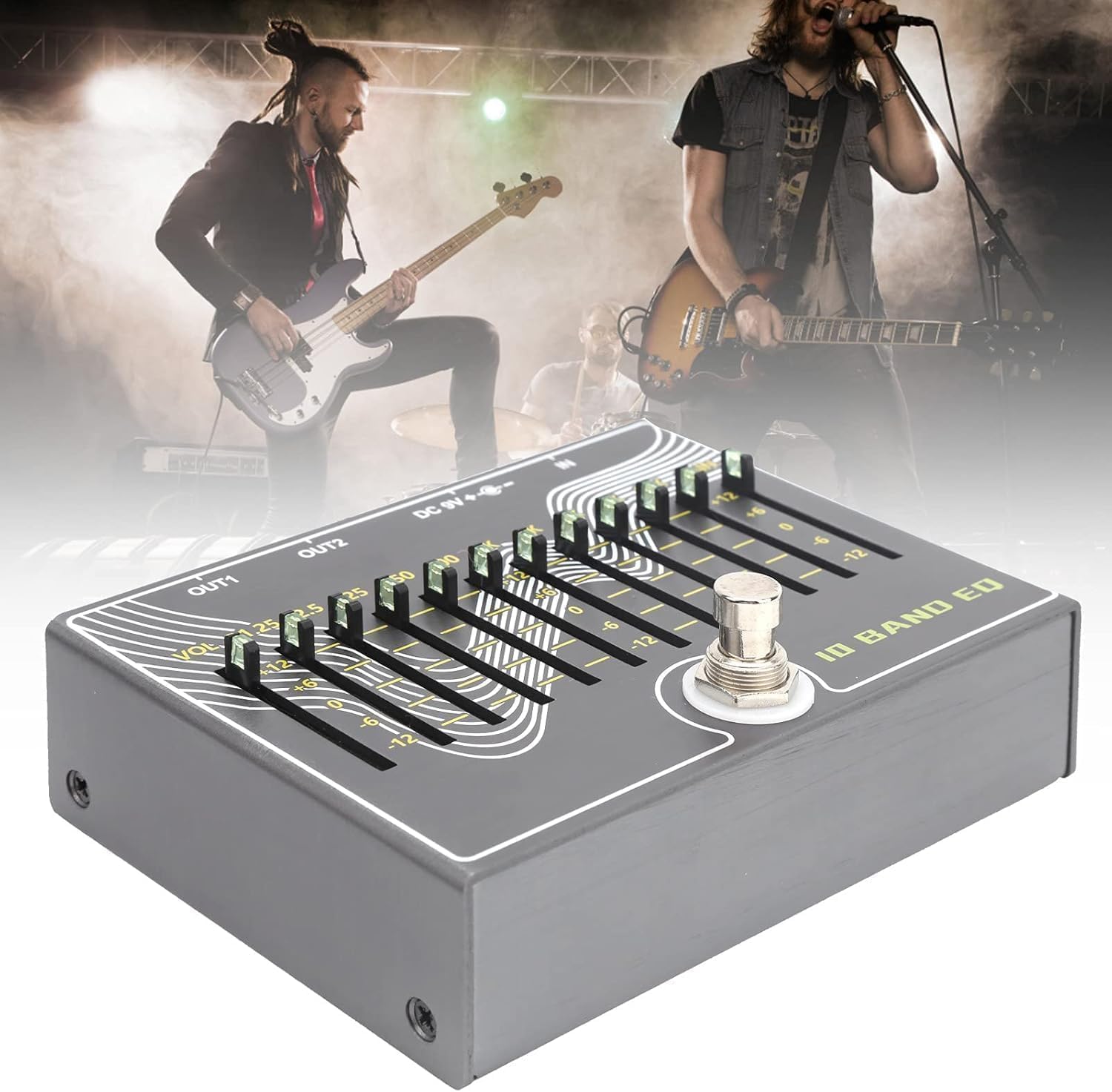 DC 9 V Portable 10 Bandes égaliseur True Bypass Design Guitare égaliseur Instrument de Musique Fournitures 300mA