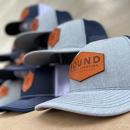 Miniatura 9 de Personalized Custom 112 Style Trucker Leather Patch Hat for Men & Women, 6 Panel Structured Baseball Cap with Snapback Enclosure, Premium Snapback