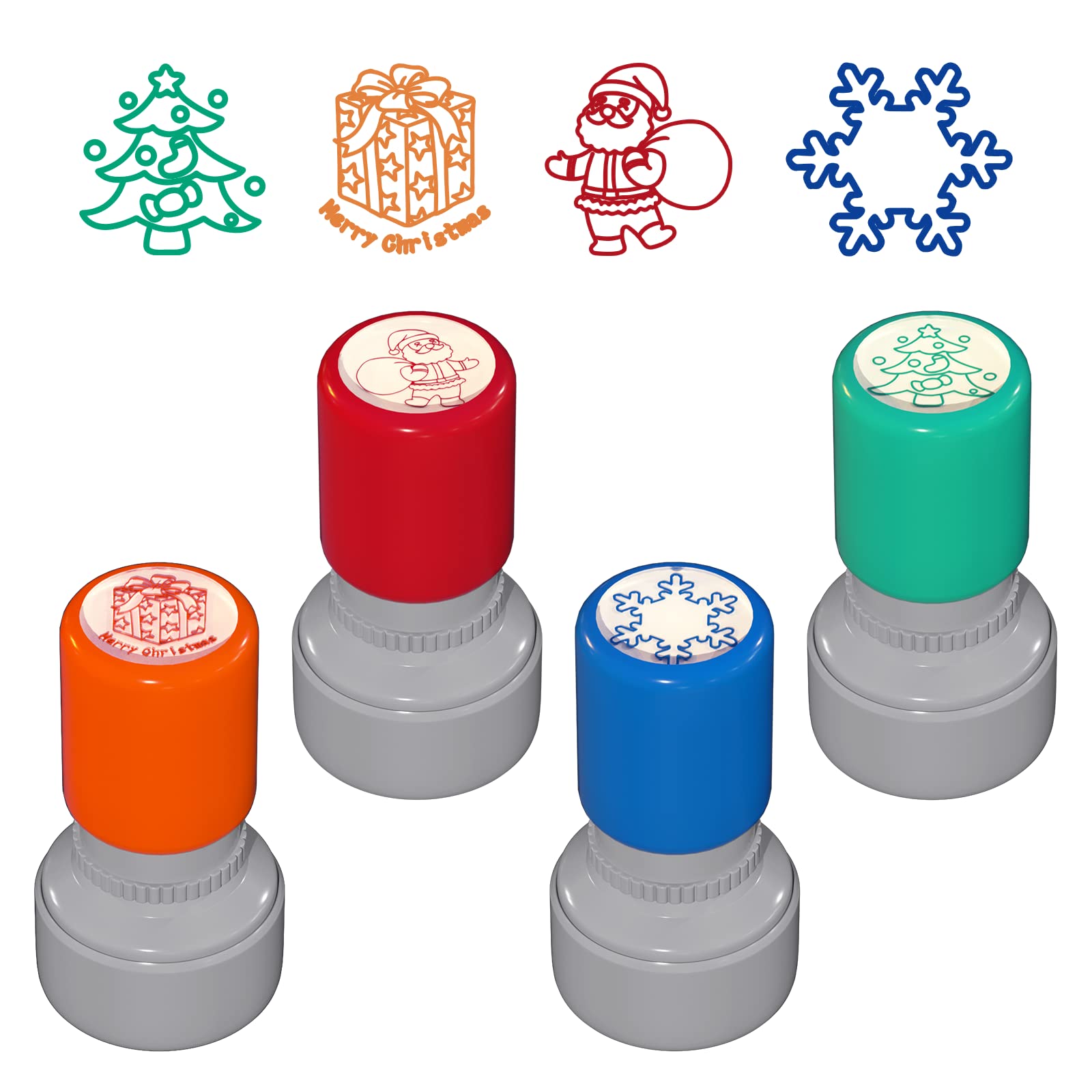 Heltrappe Christmas Stampers Self-Ink Stamps Set for Kids Party Favors,Prize for Classroom, Christmas Stocking Stuffers, Goodie Bag Fillers ,Pinata Filler Toys Stamping(4-Pack)