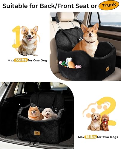 Miniatura 6 de Asiento de automóvil para perros pequeños/medianos, desmontable y lavable, asiento elevador de perro de menos de 35 libras, espuma viscoelástica de
