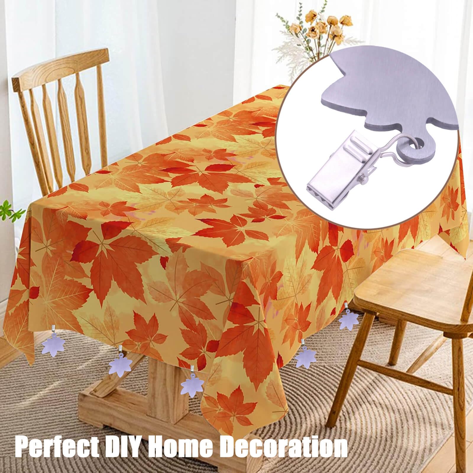 Tablecloth Clips for Outdoor Thick Tables Maple Leaf Tablecloth Weights Clip Heavy Stainless Steel Cover Clamp Added Weight for Shower Curtain Wind Picnic Party Wedding Home Camping Accessories - Image 4