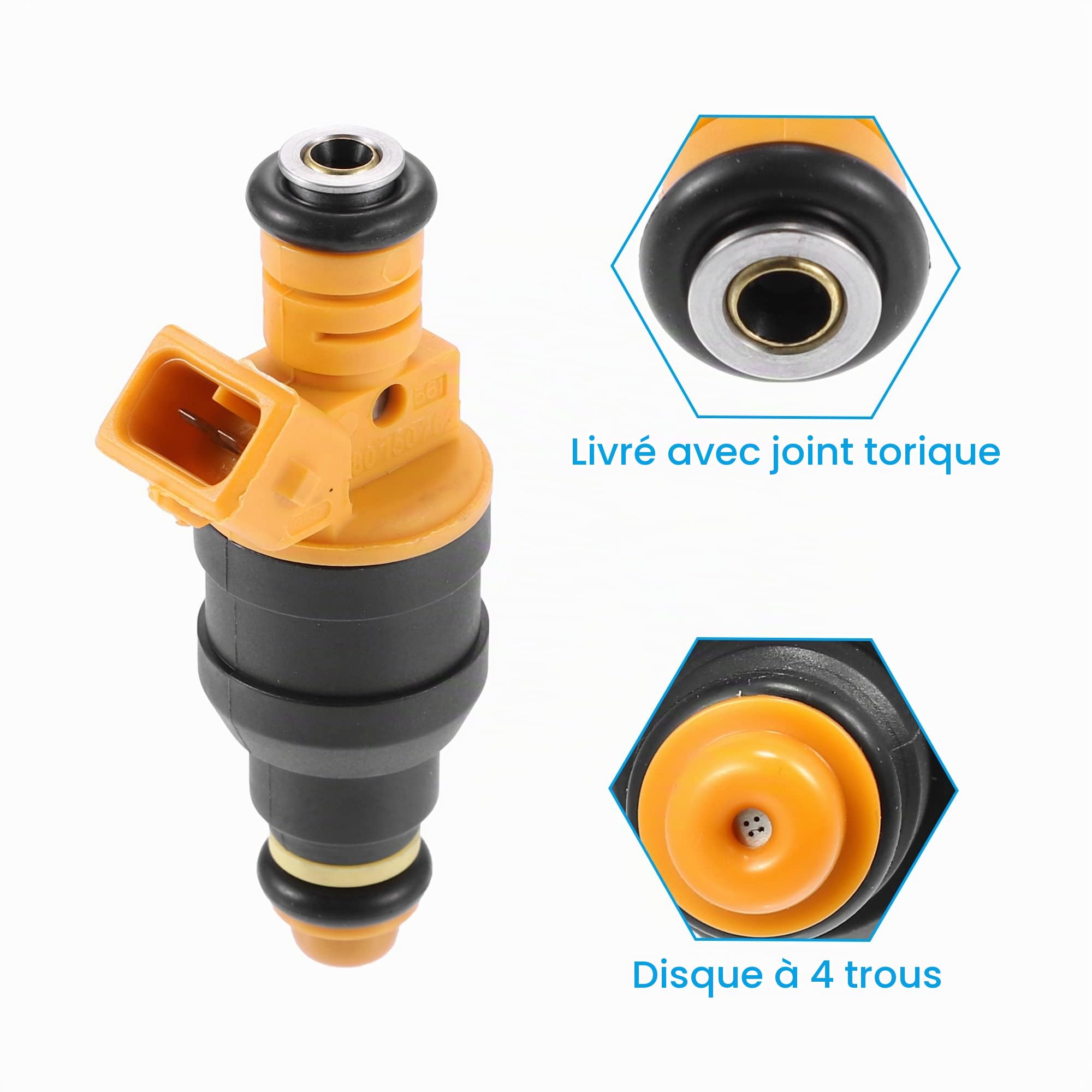 A ABSOPRO 4 Injecteurs De Carburant Pour Volvo 240 86-93 | Noir, Orange, Métal, Plastique, 77x33x24mm, Haute Impédance, Pour Cadillac CTS, Pour Citroen BX, Pour Volvo 740