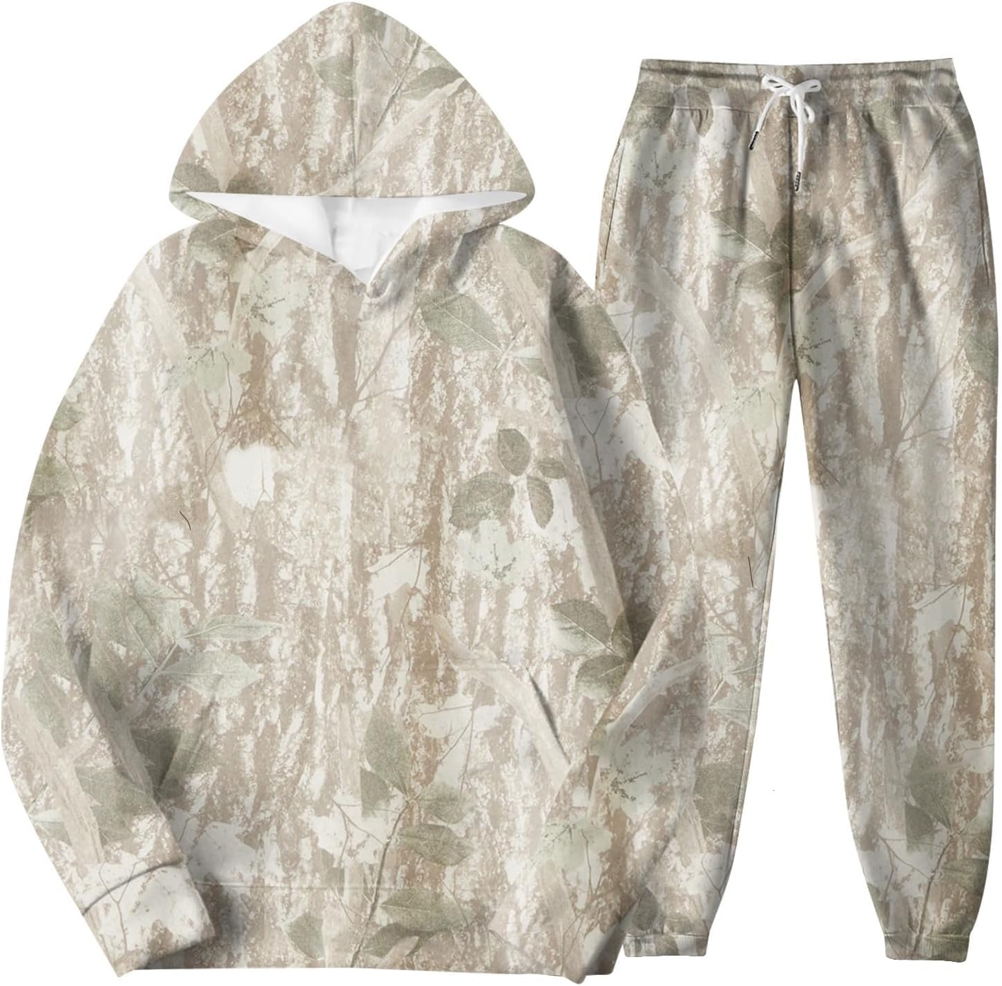 Camo Sweatsuits Women 2 Piece Outfit Camo Hoodie Sweatpants Maple Leaf Print Oversized Sweatshirt Lounge Sets Fall Outfits