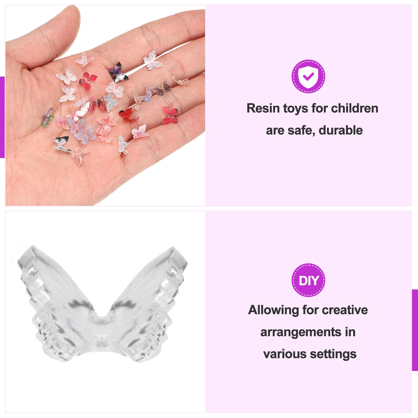 CoCud Mini Resin Butterflies, 8mm Length, Resin Miniature Dollhouse Accessories White Dot Stripe - Image 4