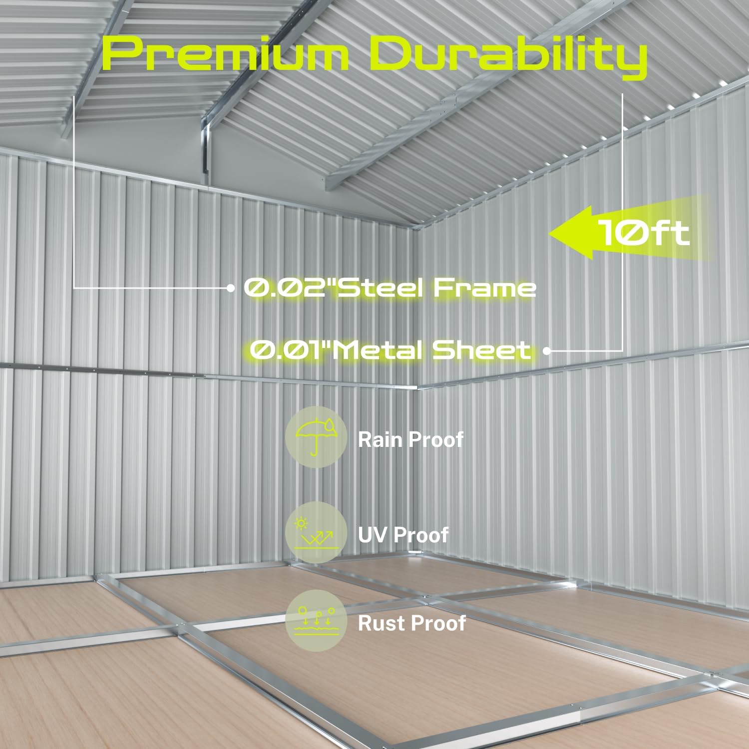 10' x 8' XL Outdoor Storage Shed, Sturdy Metal Building w/Floor Frame and Operable Window for Garden, Backyard, Poolside and Lawn, Black