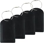 4 Pack Luggage Tag, PU Leather Suitcase Tags, Travel Tags for Luggage | with Name ID Card, Privacy Protection Luggage Tags, Lightweight & Water-Repellent, Sturdy Stainless Steel Loop