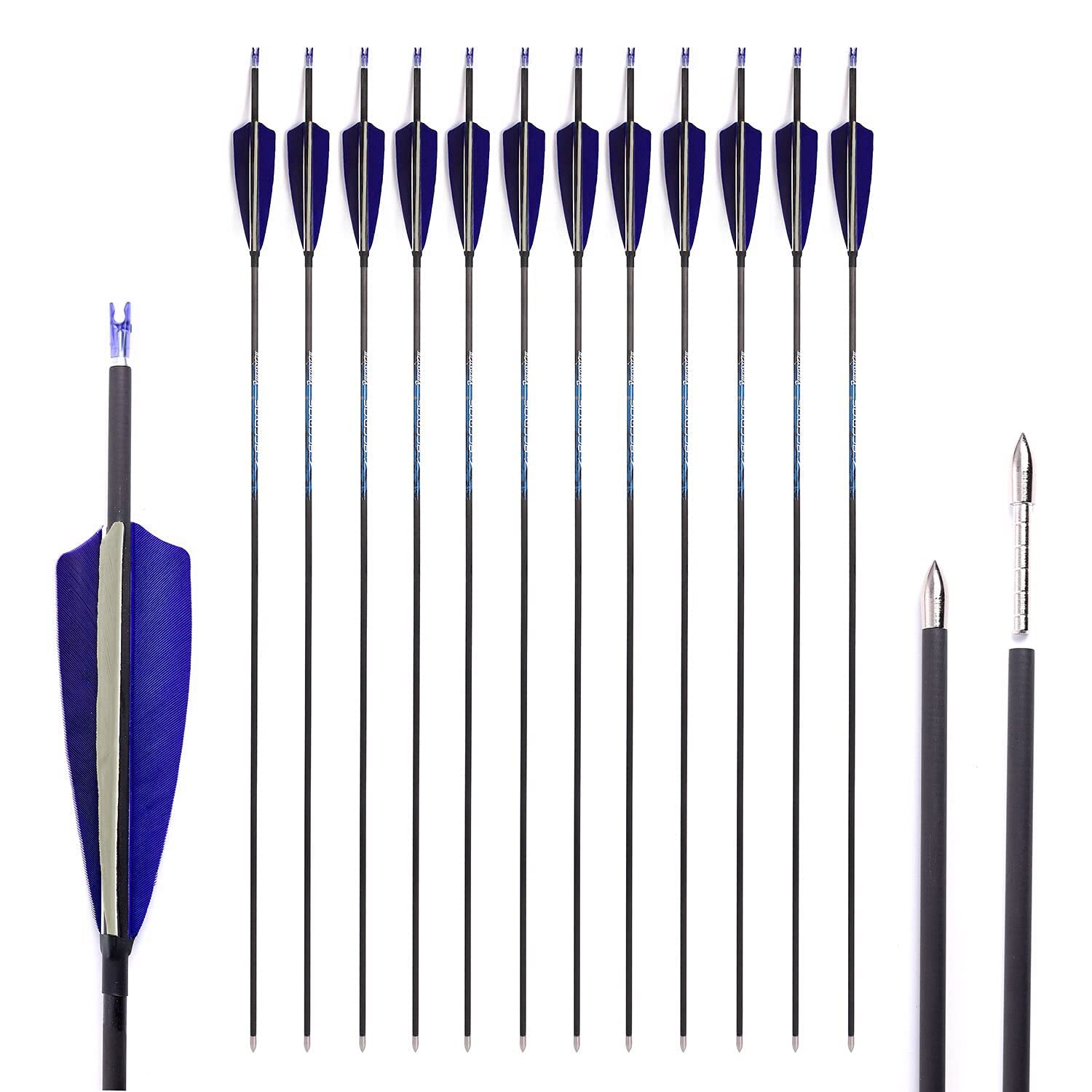 Flèches en carbone de 30 pouces pour la pratique et la chasse
