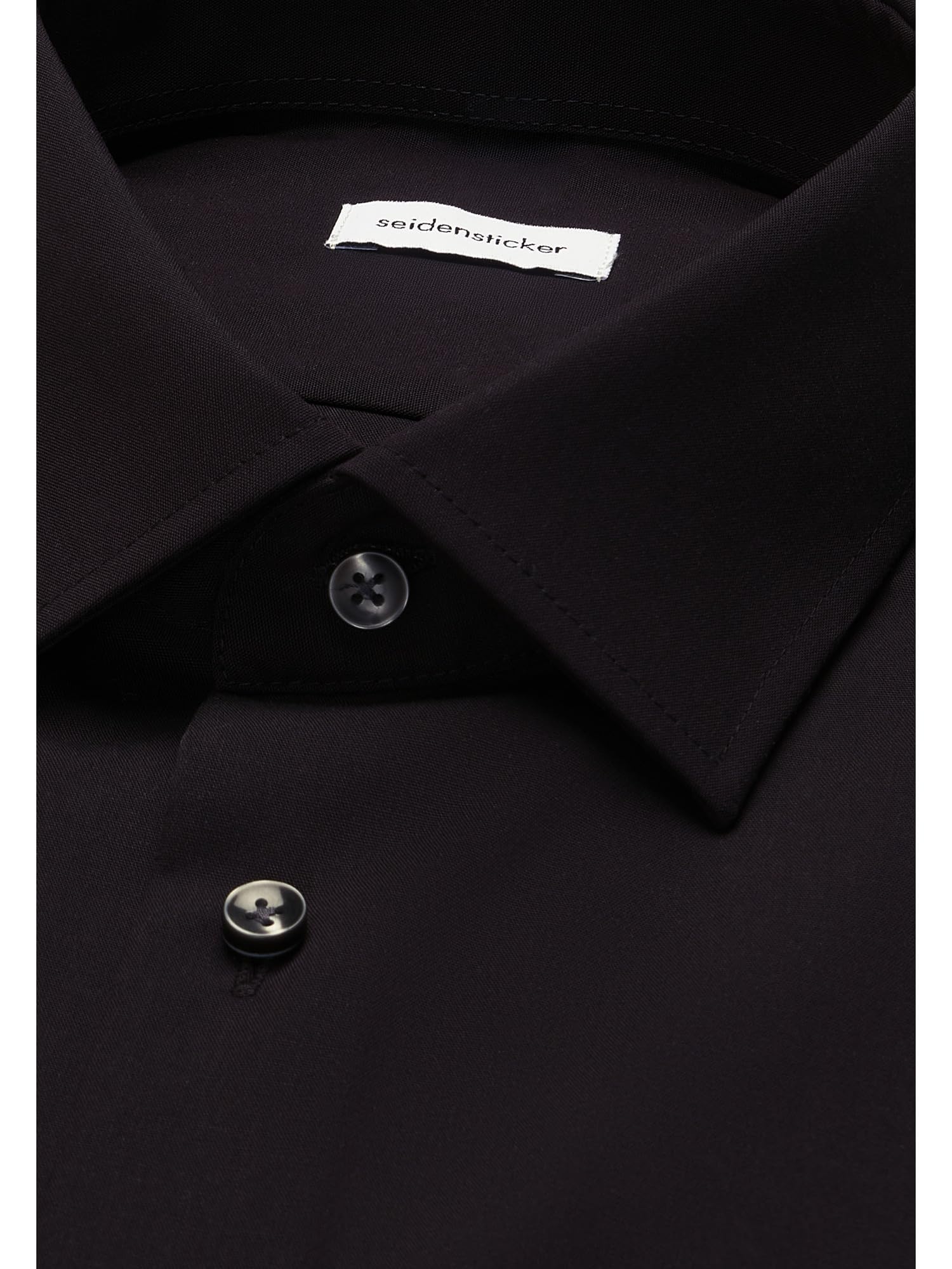 Seidensticker Herren Business Hemd Tailored Fit – Bügelfreies, schmales Hemd mit Kent-Kragen – Langarm – 100% Baumwolle, Medium (Herstellergröße: 39), Schwarz (Schwarz 84)