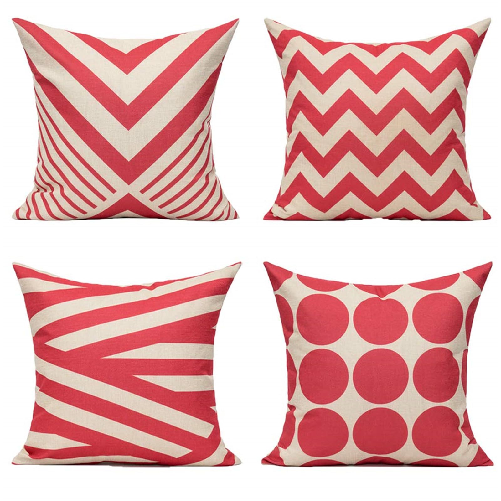 Taie d'oreiller pour canapé 50x50 en lin double face rouge pour maison moderne