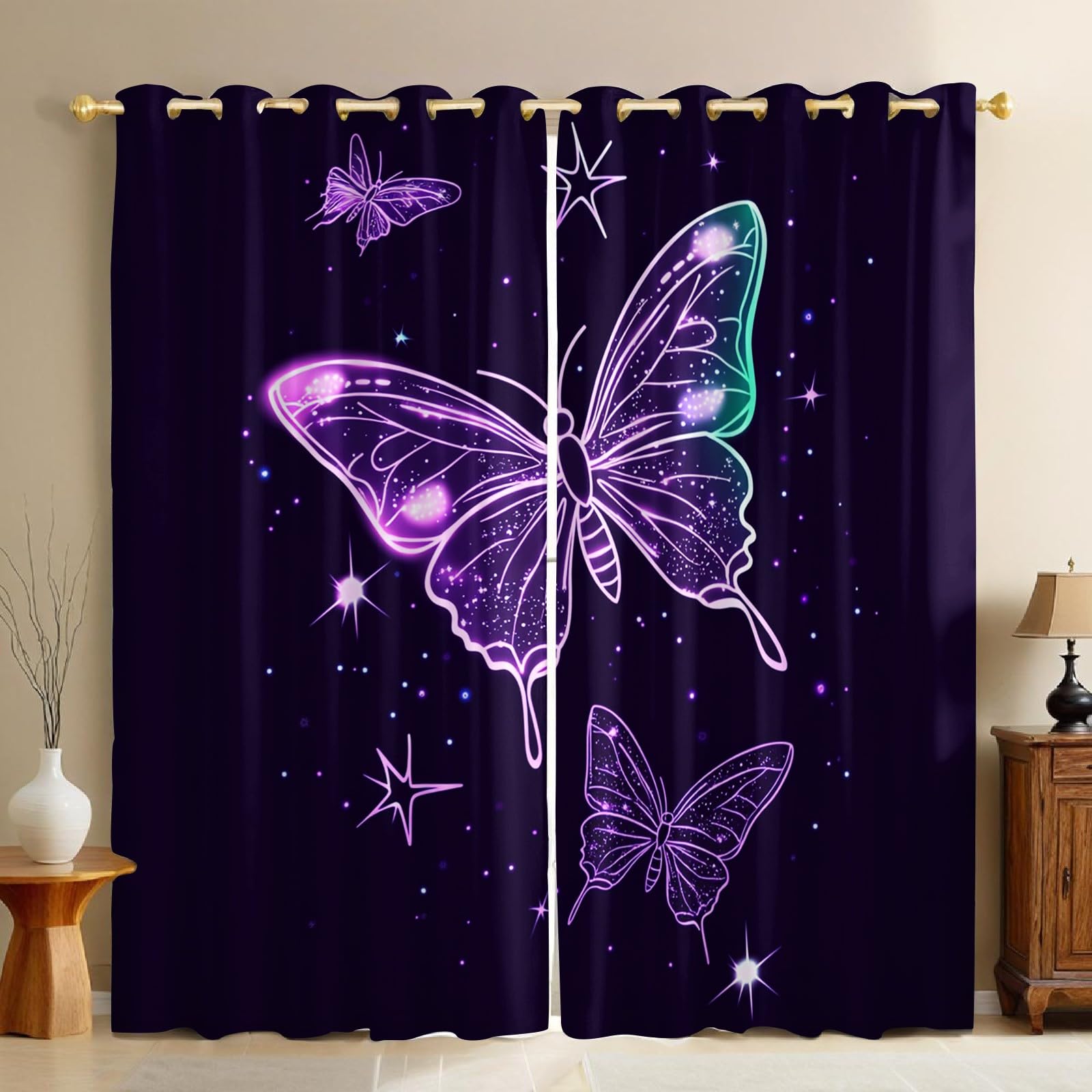 Rideaux occultants thermiques violet clair rideau phonique à œillets chambre salon 70x160