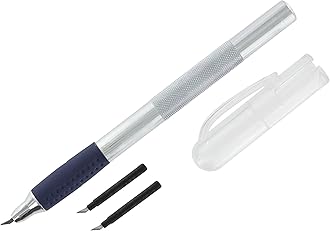 Modelcraft Swivel Craft Knife - Pen Style 360° Cutter with 2 Spare Blades,Silver,15cm