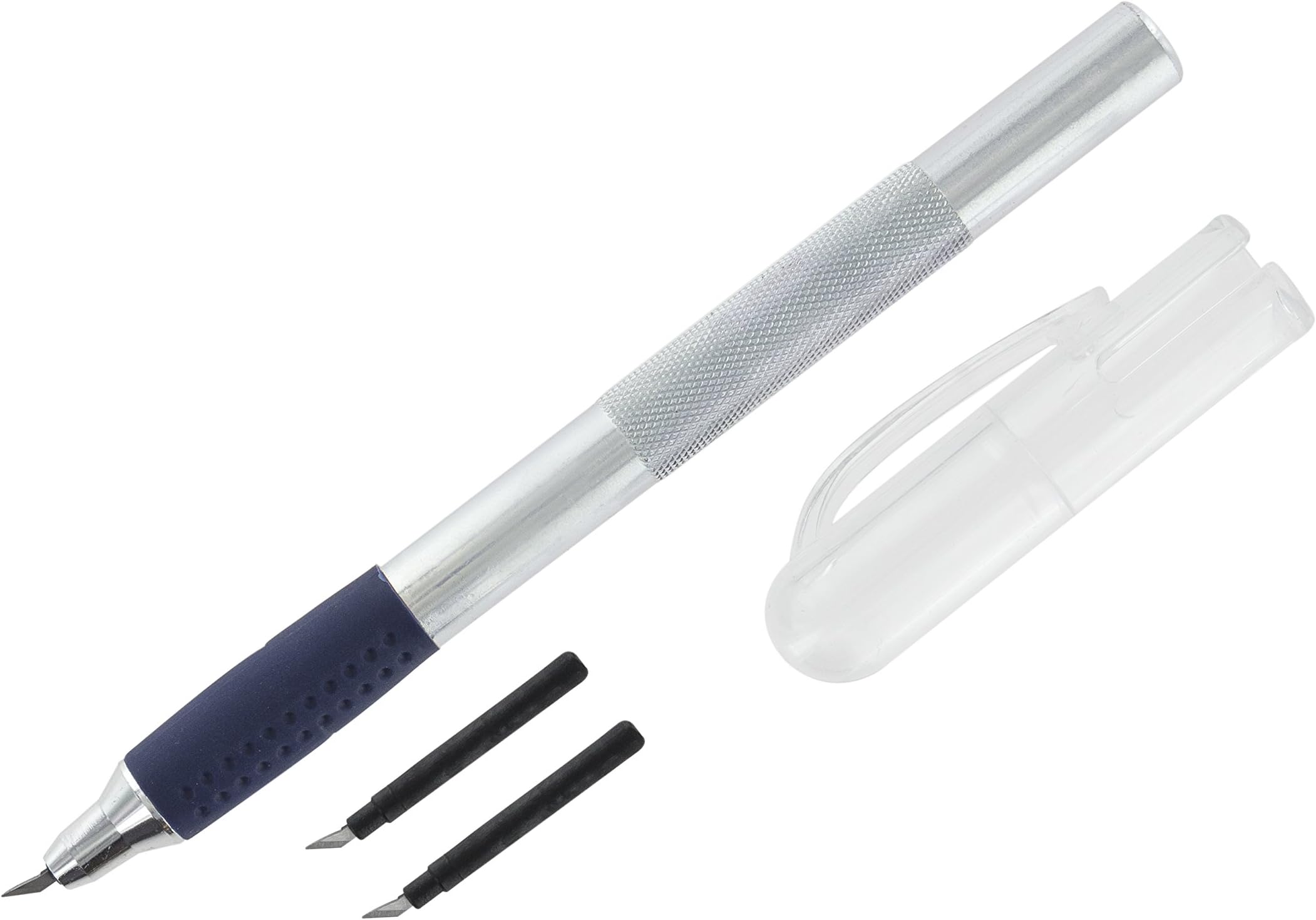 Swivel Craft Knife - Pen Style 360° Cutter with 2 Spare Blades,Silver,15cm
