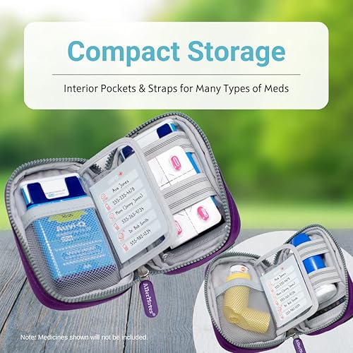 Miniatura 3 de Auvi Q Case, bolsa médica de viaje  Pequeño organizador de medicamentos aislado Bolsa de medicina "Kate" púrpura Mini bolsa médica estuche para