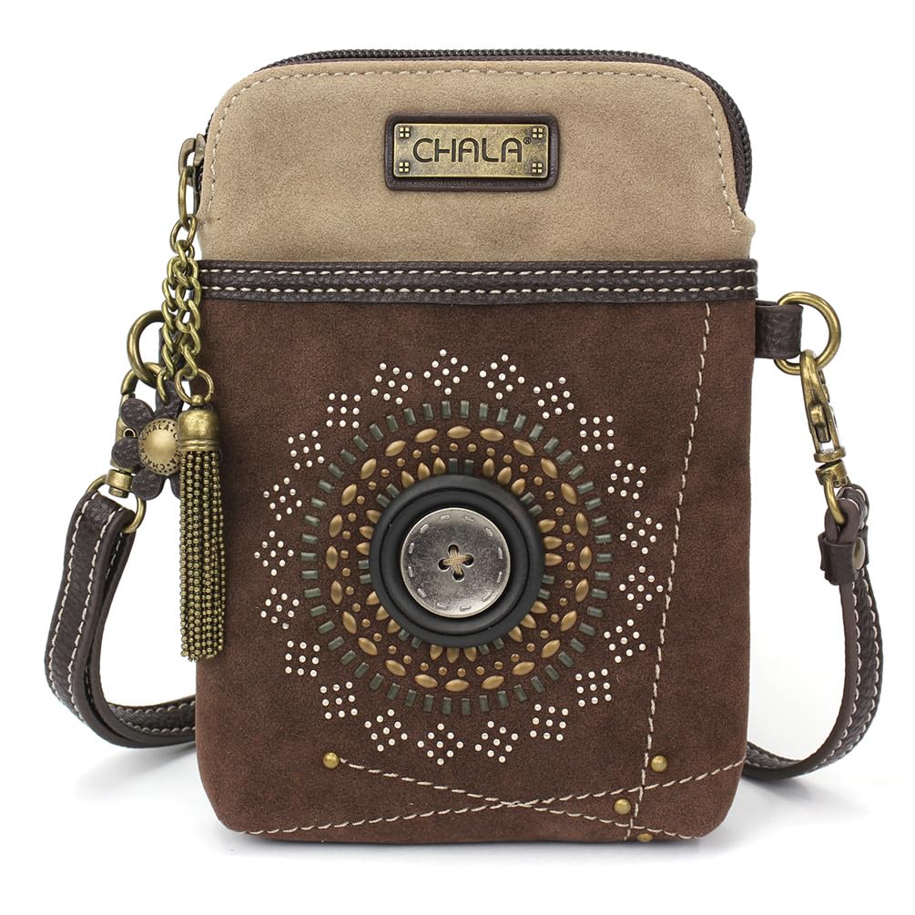 CHALA Cell Phone Crossbody Purse-Women PU Leather/Canvas Multicolor Handbag with Adjustable Strap