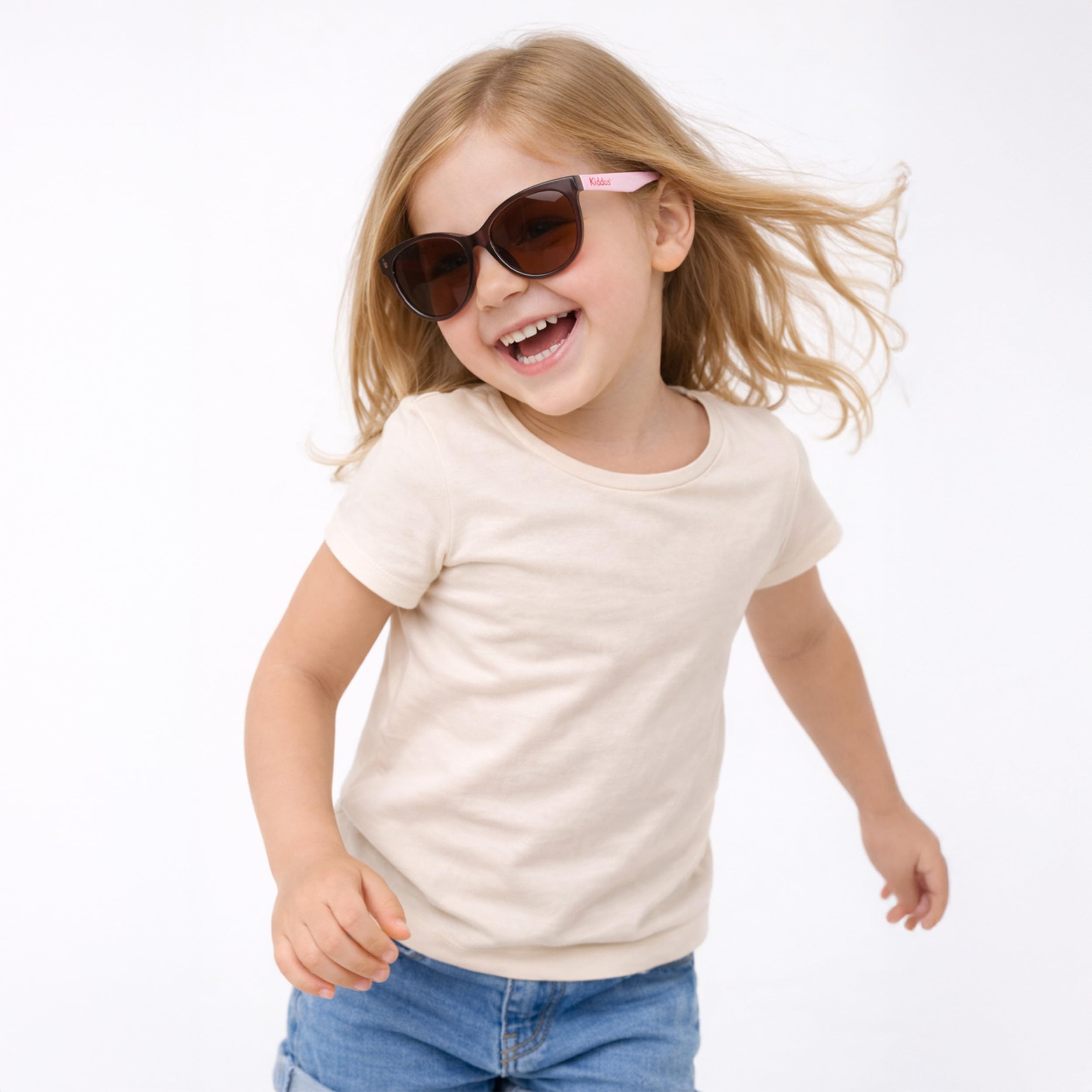 Kiddus Kindersonnenbrille Mädchen 4-8 Jahre, Sonnenbrille Kinder Polarisiert UV400 CAT3, TR90 Rahmen Flexibel, TPE Bügel, Silikon Nasensteg, CE ISO REACH