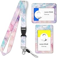 Vista 7 de Cordones para insignias de identificación, paquete de 2 soportes horizontales y verticales para tarjetas de identificación, patrón de impresión a