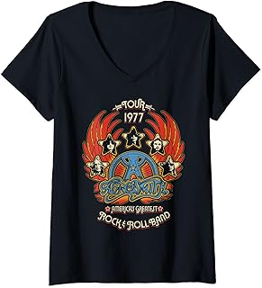 Womens Aerosmith - Rock n Roll Band V-Neck T-Shirt