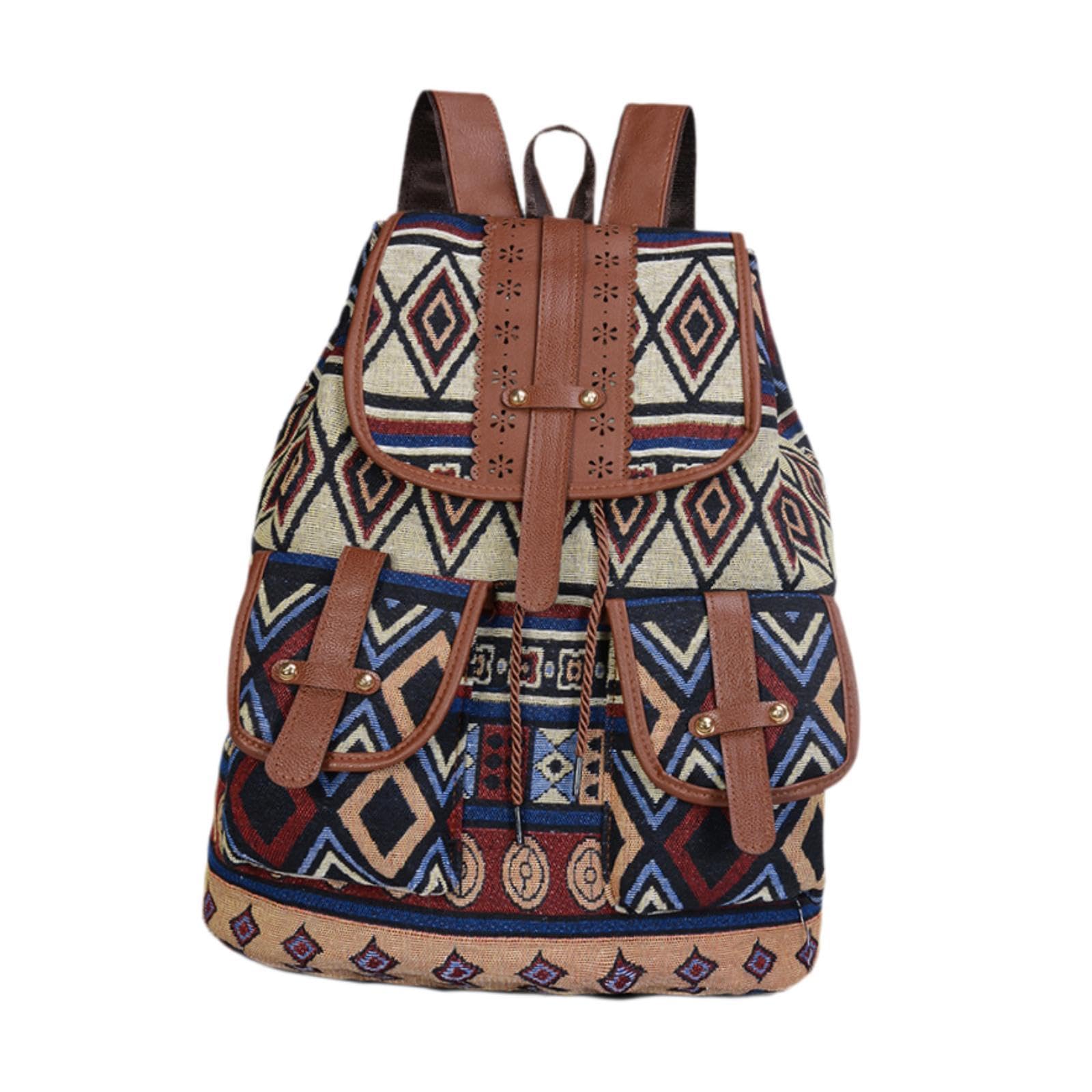 Women Ethnic Pattern Backpack Bag Travel Daypack for Camping Shopping Street Style D|Clothing, Shoes & Accessories |Womens Handbags & Bags|Women's Handbags & Bags|1 Women Backpack|Accessories, Organiz-image-4