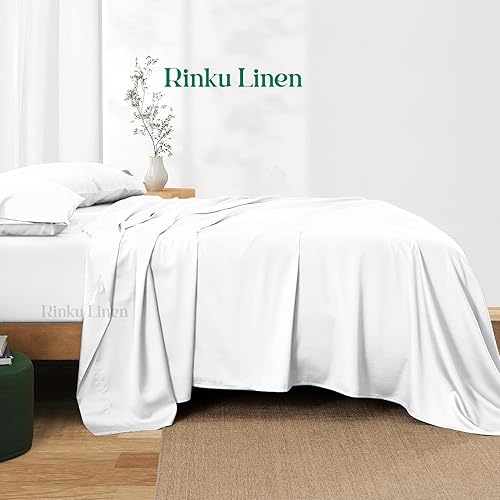 Miniatura 2 de Juego de sábanas lujosas de 4 piezas de tela pesada de algodón egipcio de 1500 hilos, se adapta a colchones de 19 a 21 pulgadas de profundidad
