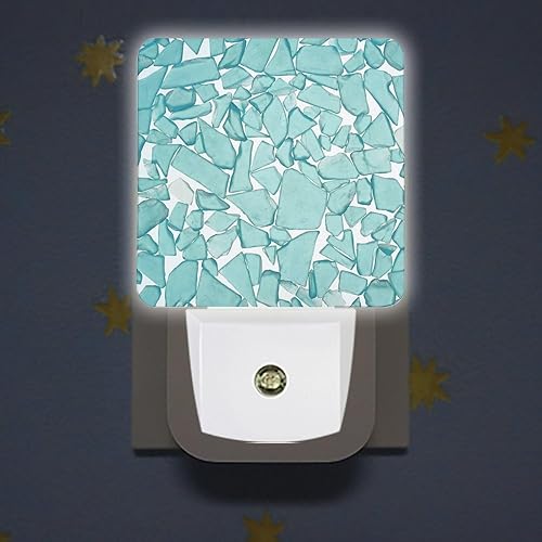 Miniatura 3 de Luces nocturnas divertidas con estampado náutico de cristal de mar verde azulado enchufar en pared sensor pasillo cocina brillante decoración del