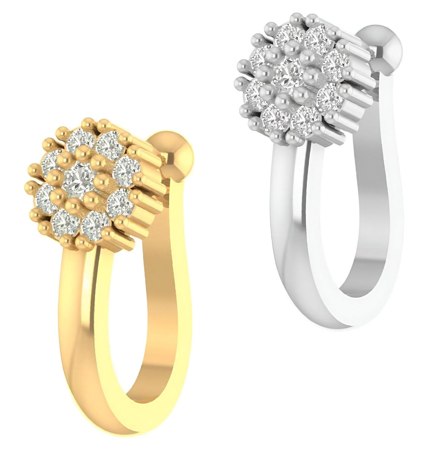 VAMA Pressing Type press on Nose Ring Pins without non Piercing Clip on NosePin Stud for Girls & Women – Combo 2pcs Gold & Silver VAMA Pressing Type press on Nose Ring Pins without non Piercing Clip on NosePin Stud for Girls & Women – Combo 2pcs Gold & Silver