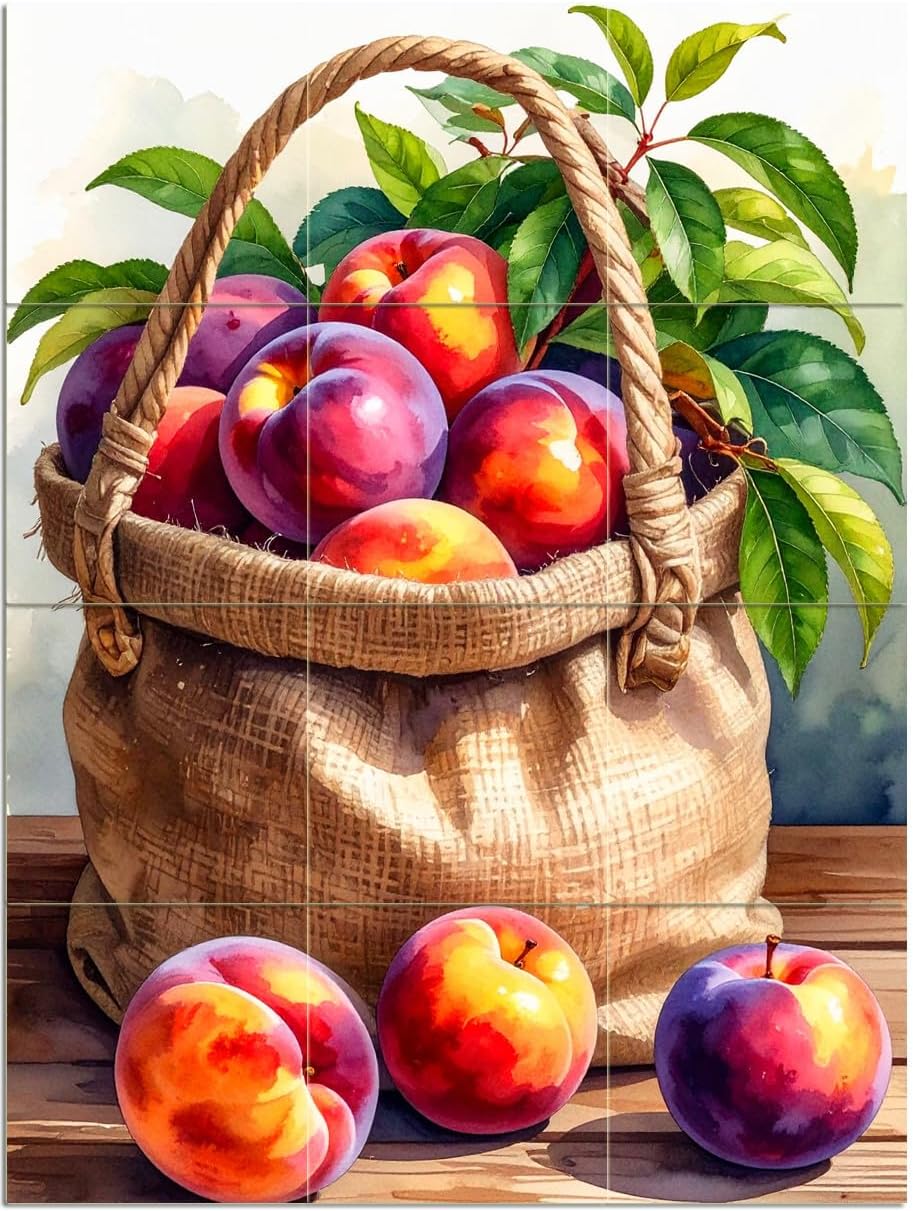 Azulejo Mural Cesta de Melocotones Fruta Diseño Cocina Baño Pared Arte Salpicadero - Imagen 6 de 14
