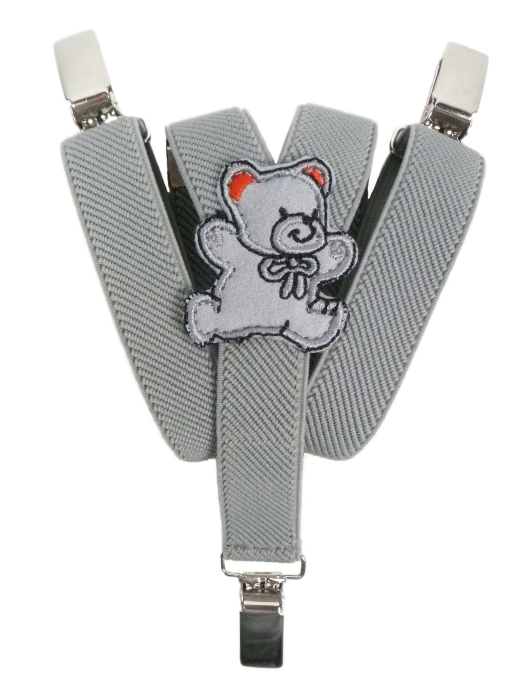 Olata Light Grey Children’s Elasticated Teddy Design Y-Shape Braces/Suspenders (0-2 Years) - 2Cm.