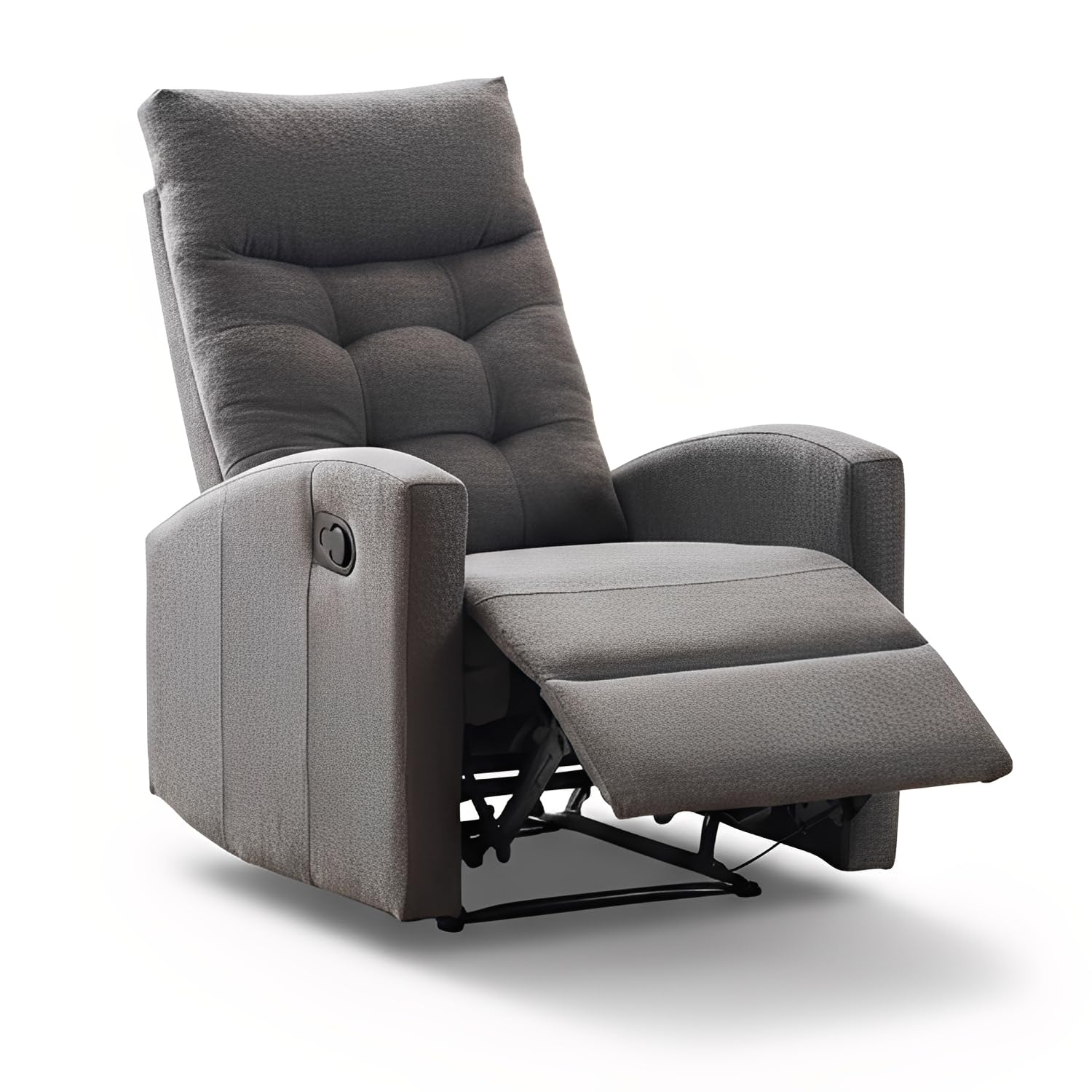 Marvin Poltrona Relax Reclinabile Manuale con Poggiapiedi Solena, Schienale Regolabile Seduta Ergonomica in Tessuto per Arredo Salotto, Soggiorno e Ufficio (Grigio)