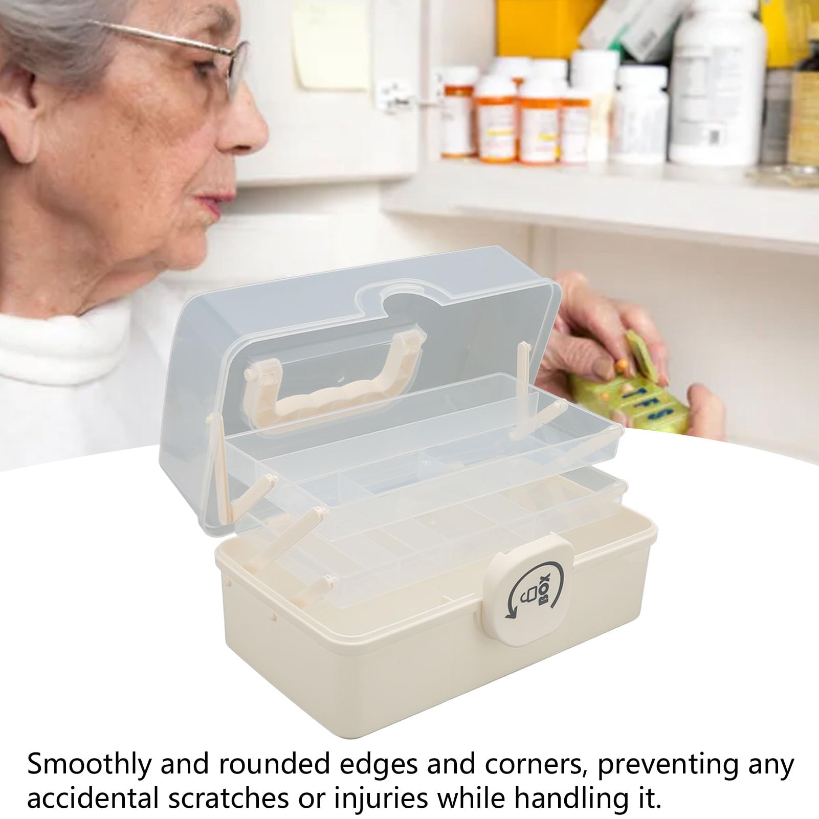 Organisateur De Médicaments CTIME 3 Niveaux - Armoire Pharmacie Portable Avec Poignée Cuir | Trousse Premiers Secours Maison Voyage