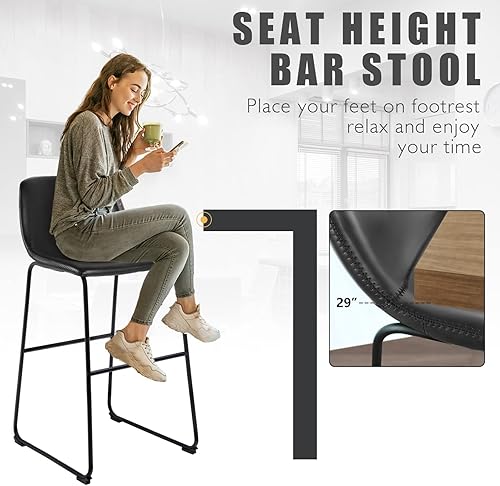 Miniatura 47 de TAVR Juego de 2 sillas de comedor, taburetes de altura de mostrador sin brazos con respaldo que soporta hasta 500 libras para el hogar, cocina,