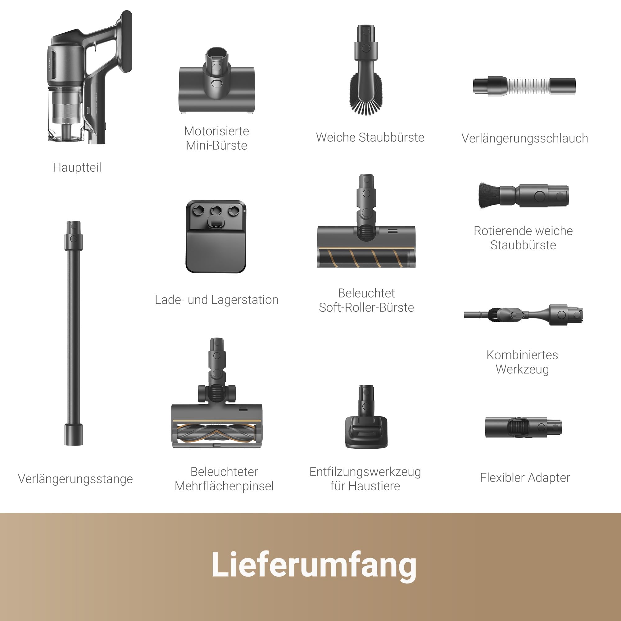 dreame Z30 Kabelloser Bodenstaubsauger, 28,000PA / 310 AW Saugkraft, 90 min Max Reinigungszeit, Dust-Reveal-Technologie, Tierhaar-Entfernungswerkzeug, Multi-Flächen-Saugkraft, Schmutzerkennung