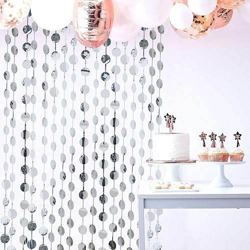 Miniatura 5 de Efavormart - Cortina de cortina para puerta y ventana, cadena redonda plateada, decoración de fiesta de oropel dorado metálico, 3 x 6.5 pies