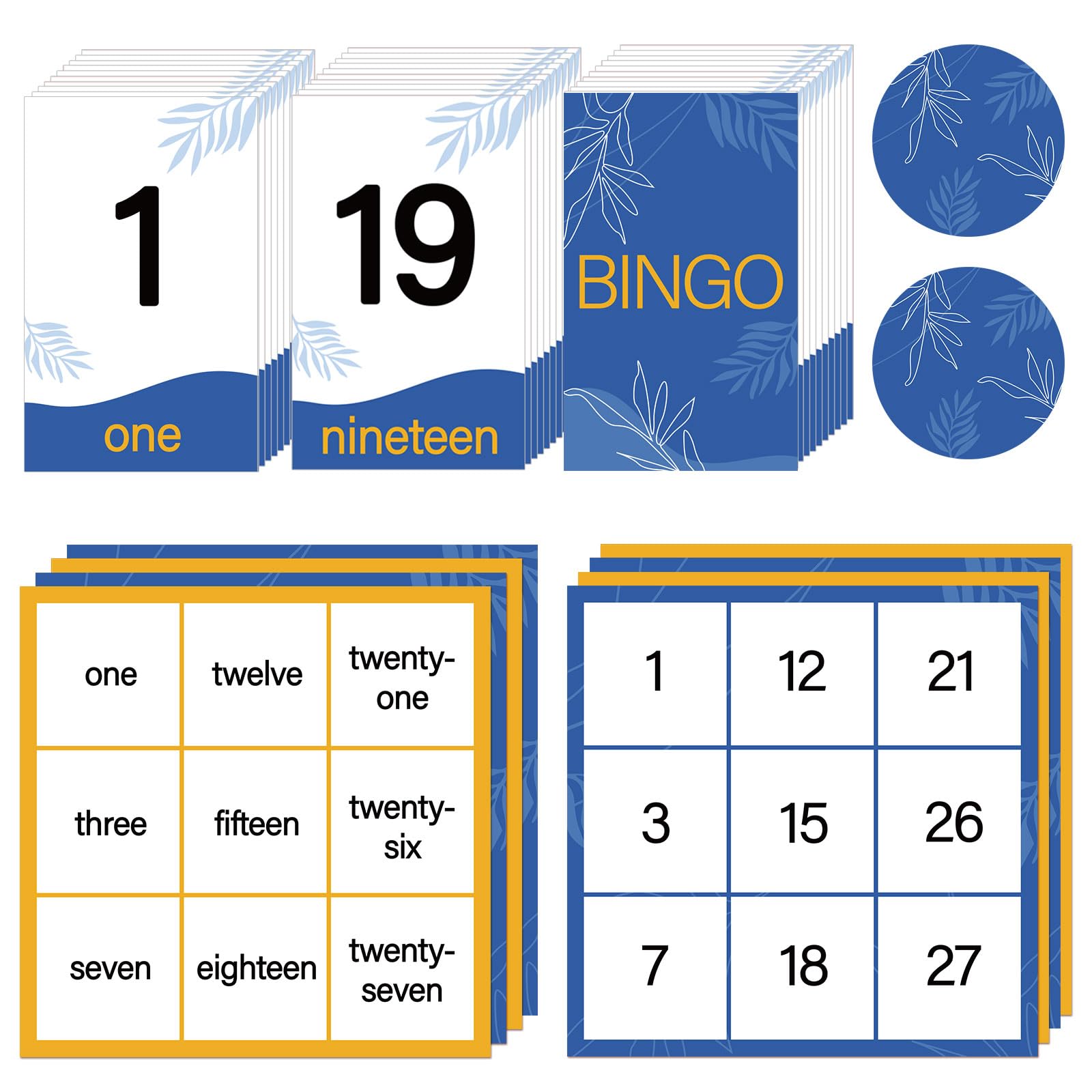 Sonwyoung 89 Pcs Bingo Game for Dementia Seniors Patients Products Including 29 Large Bingo Number Cards 54 Chips 6 Double-Sided Boards for