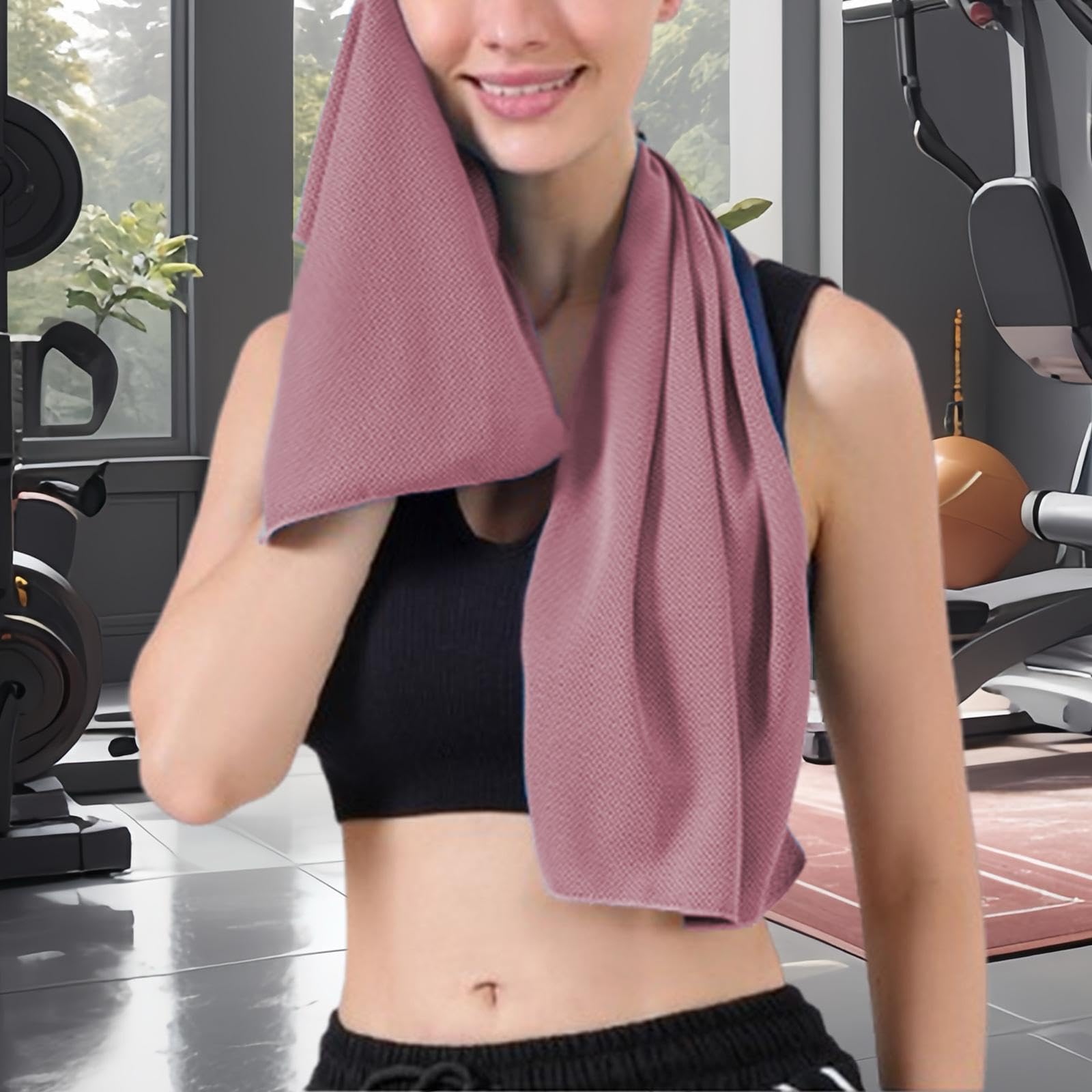 Merishopp Cooling Towel Portable Gym Towel with Storage Case for Running Fitness Beach Pink | Gym Towels | Fitness Equipment & Gear | Fitness Running & Yoga-image-27