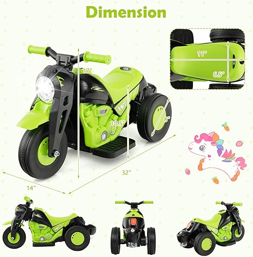 Miniatura 8 de HONEY JOY Motocicleta de paseo de 6 V con fabricante de burbujas, luz LED, música, pedal de pie, adelanteatrás, motocicleta eléctrica de 3 ruedas