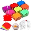 1000 Sets Price Tags with String 2.8 x 3.5 Inch Starburst Price Tags Paper Writable Blank Fluorescent Hang Label with Snap Pin Loop Fastener Nylon Strings for Retail Store Clothing