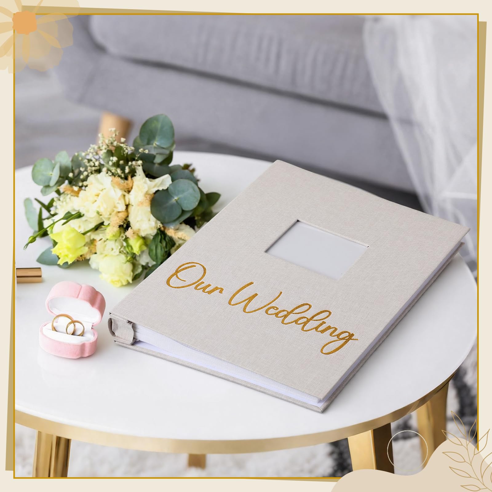 Harloon Unser Hochzeitsfotoalbum für 4 x 6 Zoll Bilder 400 Taschen Hochzeit Fotoalbum Buch mit Frontfenster für Familie Hochzeiten Erinnerungsfotos Jahrestag Valentinstag Andenken
