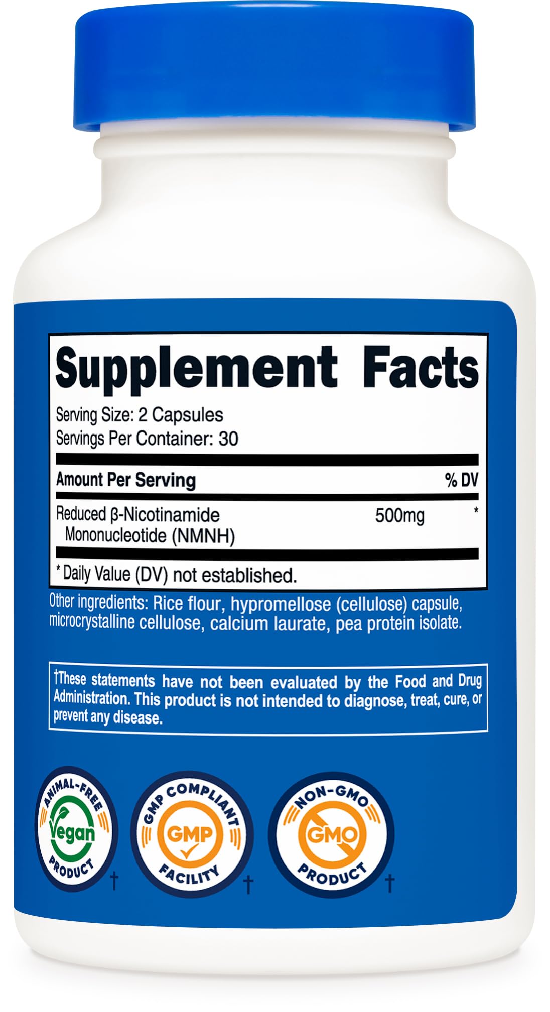 Nutricost NMNH Supplement (500mg) 60 Capsules, 30 Servings, Vegan, GMO-Free — Amazon image 5