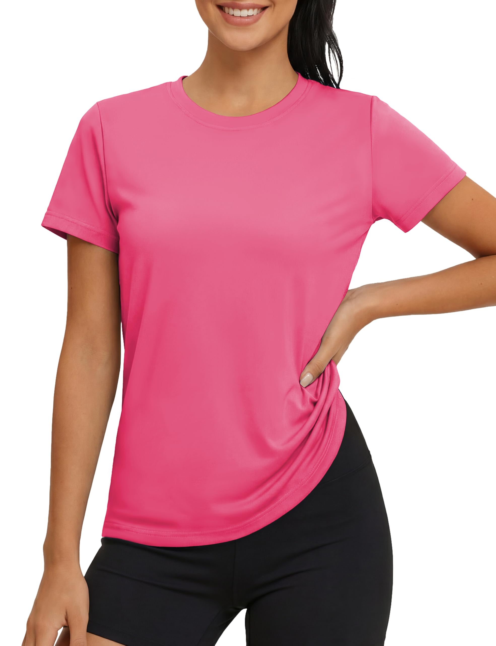 MAGCOMSEN Sportshirt Damen UV Shirt Kurzarm Sport Shirts Basic Funktionsshirt Fitness Wandershirt Yoga UV-Schutz Wasser