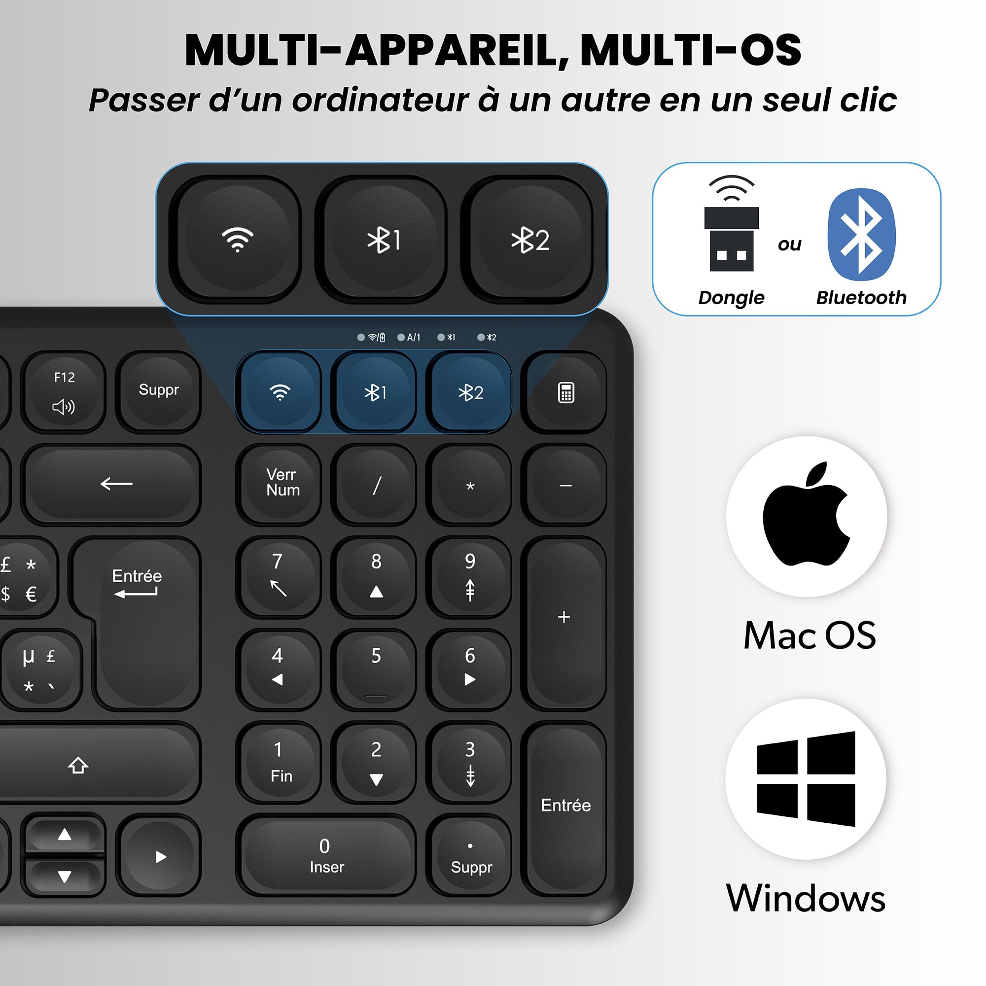 T'nB Slim Pro - Clavier sans Fil, Double Connexion